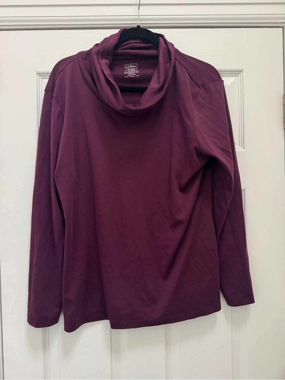 L.L. Bean Women's Cotton Burgundy Cowl Neck long sleeve